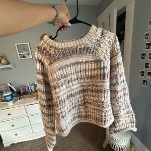 Cozy Knit Sweater in Cream and Brown
